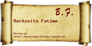 Berkovits Fatime névjegykártya